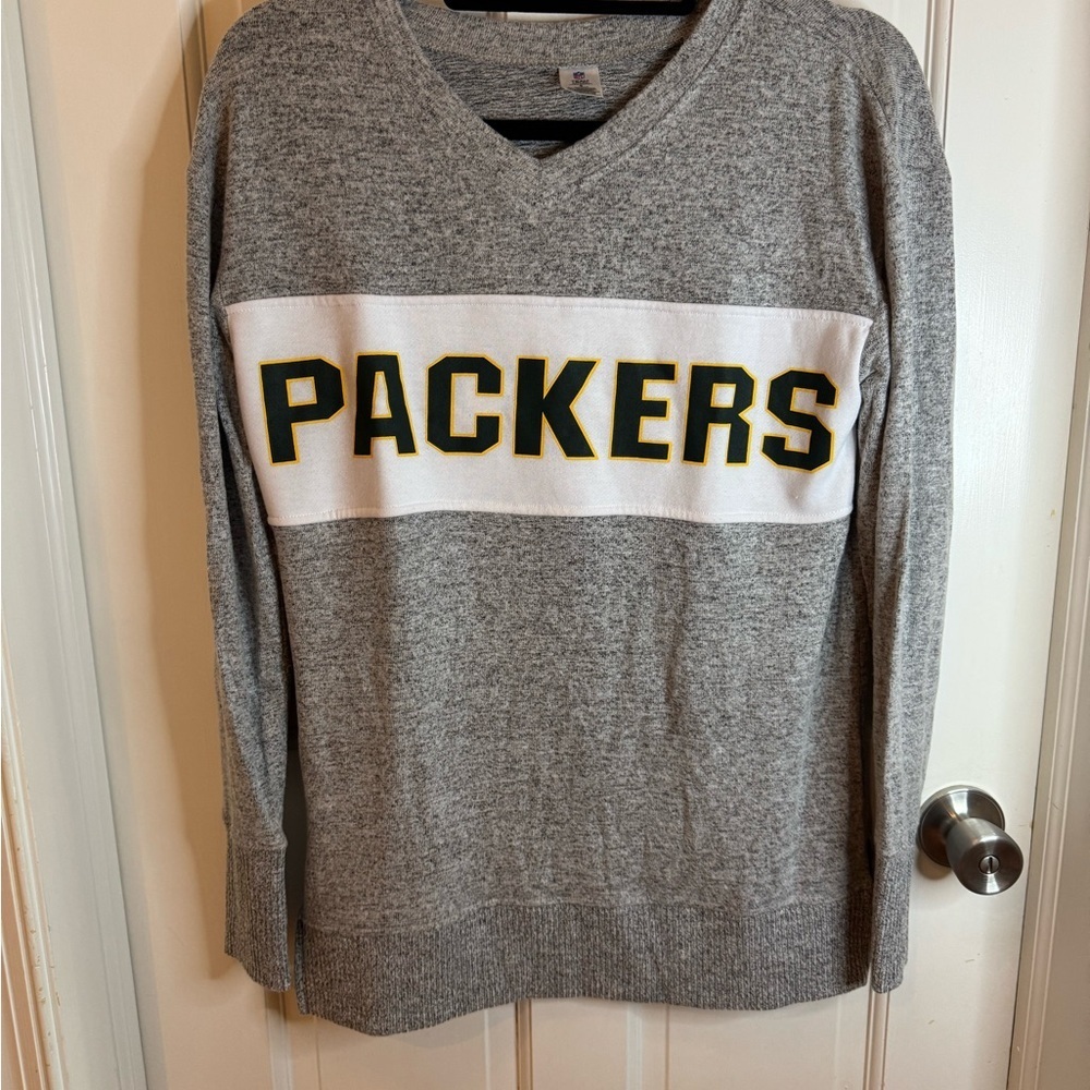 NFL Gray V-Neck Packers Sweater